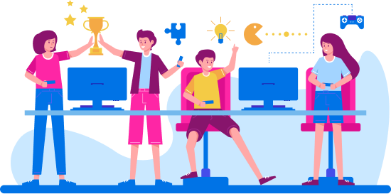 People interacting with digital devices