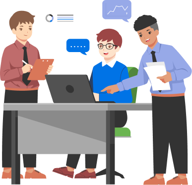 People gathered around a laptop