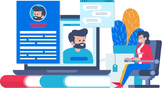 People gathered around a laptop