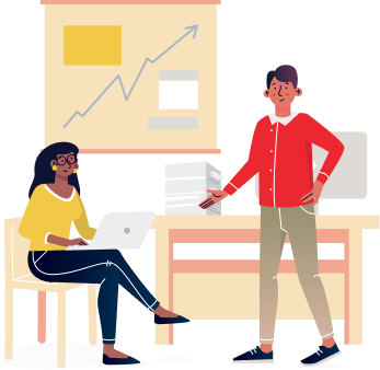 People gathered around a laptop